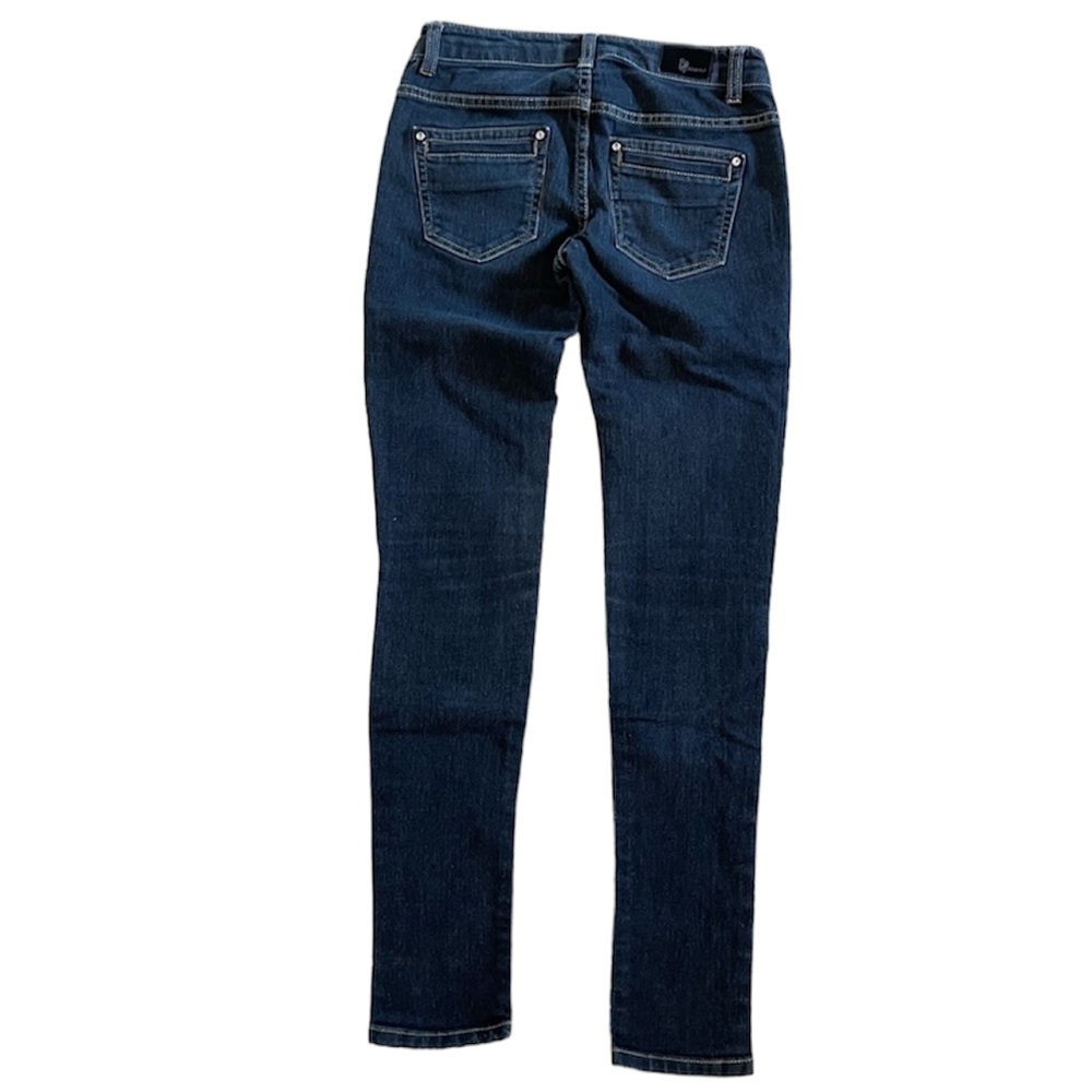 CP Jeans Indigo Rise Dark Wash Crystal Embellished Skinny Jeans - Picture 2 of 13